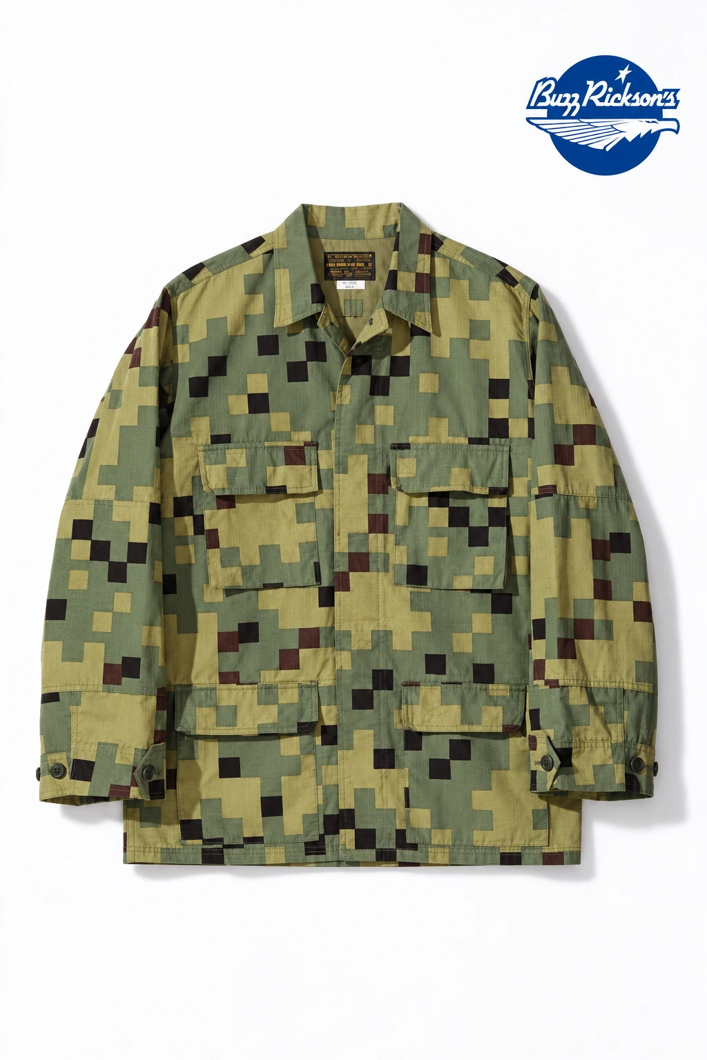 迷彩经典外套,BR15067,带蓝色品牌标识的改版设计展示