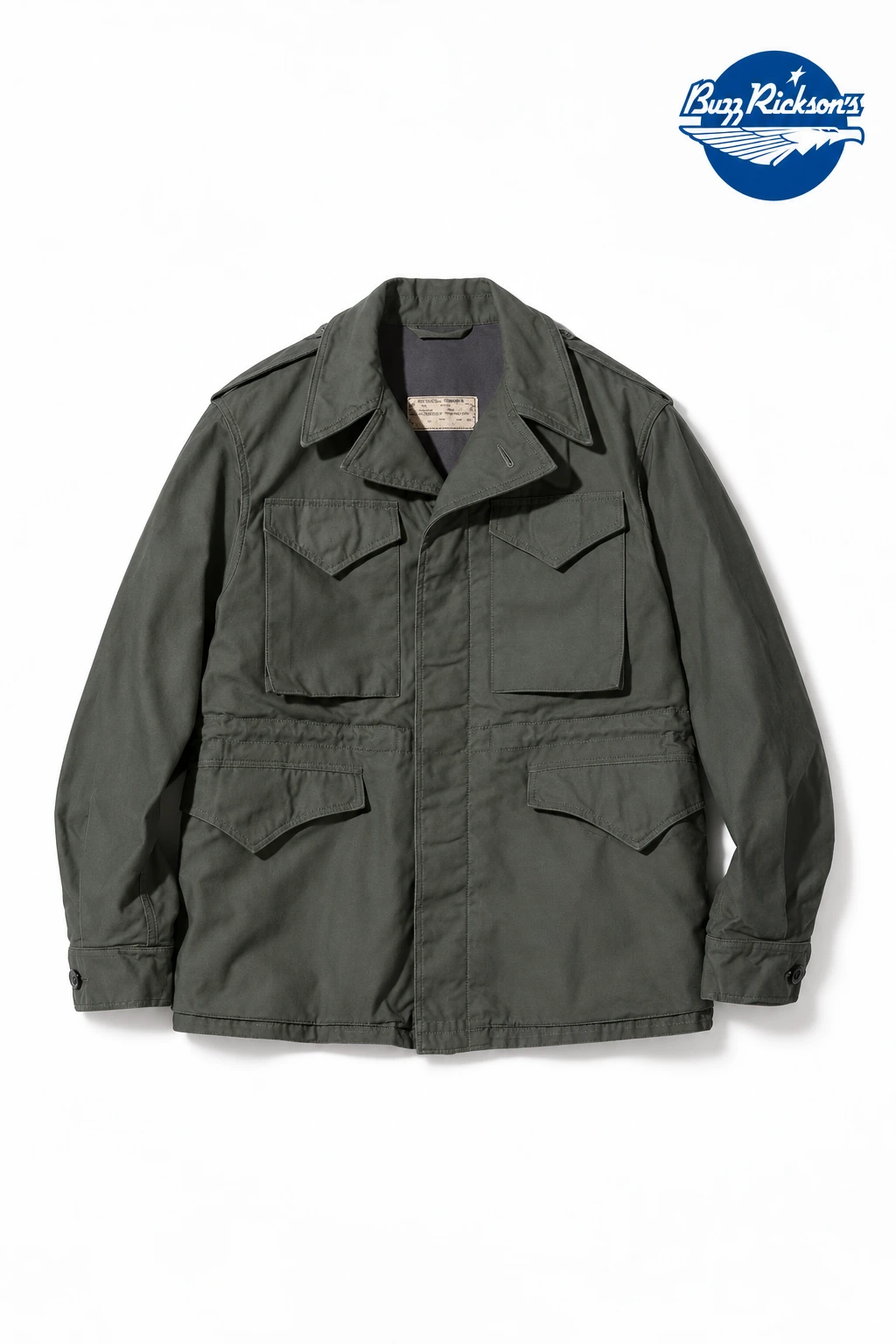 M-1943 黑色经典外套，BR15412，带蓝色品牌标识的改版设计展示