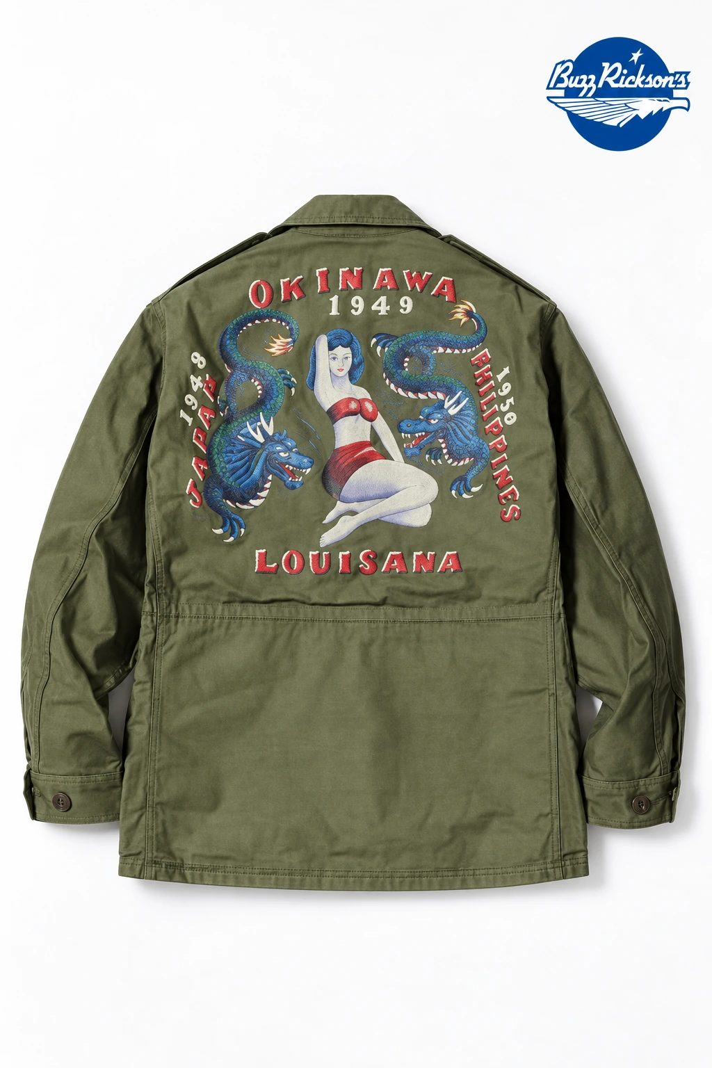 M-1943 经典外套，BR15723，带蓝色品牌标识的改版设计展示